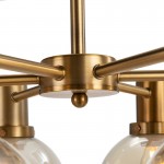 Hanging Lamp 46X46X112 Glass Amber Metal Golden