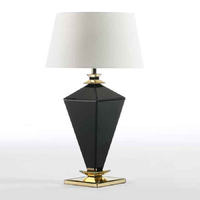Lampe de Table sans abat-jour 23x23x62 Verre Noir Or - image 52444
