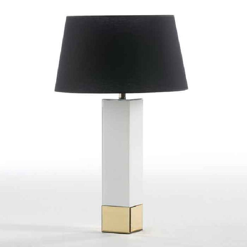 Lampe de Table sans abat-jour 12x12x57 Verre Blanc Or