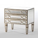 Chest Of Drawers 3 Drawers 62X40X60 Mirror Mdf Golden