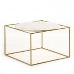 Side Table 60X60X40 Metal Golden Marble White