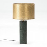 Lampe de Table 11x11x40 Marbre Vert avec abat-jour Métal Bronze (28x19)