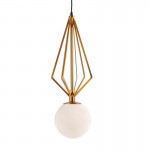 Hanging Lamp 23X23X68 Glass White Metal Golden