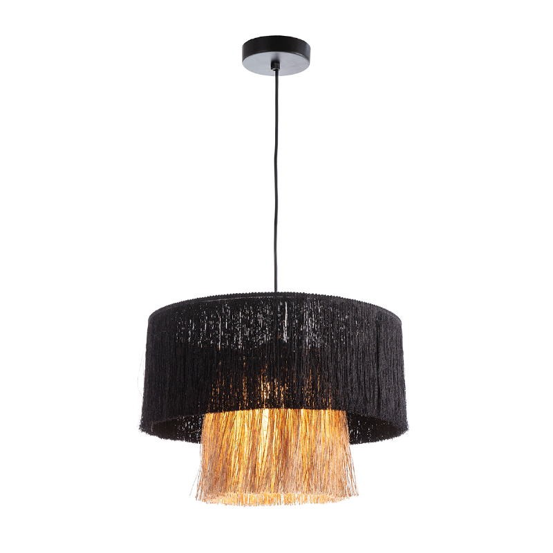 Hanging Lamp With Lampshade 40X40X28 Jute Natural Fabric Black