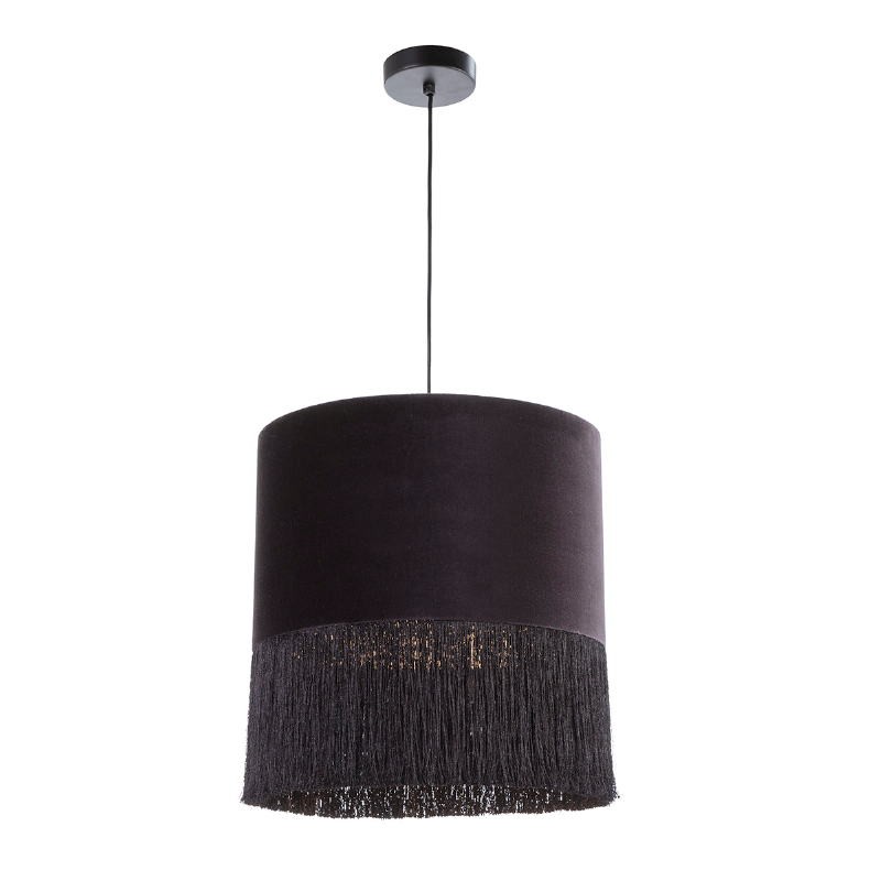 Lampe suspendue avec abat-jour 40x40x43 Velours Noir - image 52574