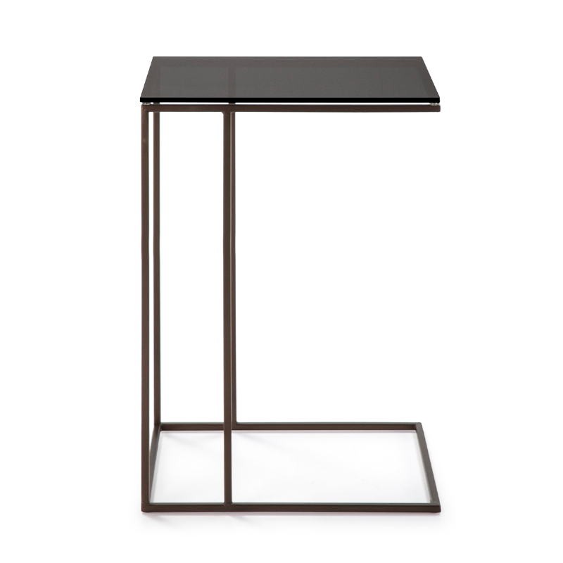Side Table 45X35X67 Glass Smoked Metal Brown - image 52708
