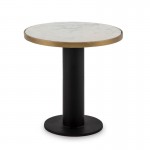 Side Table 50X50X51 Marble White Metal Golden Black