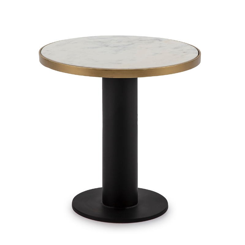 Side Table 50X50X51 Marble White Metal Golden Black - image 52719