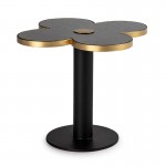 Side Table 60X60X50 Granite Black Metal Golden Black