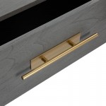 Sideboard 2 Doors 2 Drawers 150X46X86 Wood Grey Metal Golden