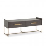 Tv Furniture 2 Drawers 140X45X55 Wood Grey Metal Golden