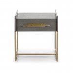 Bedside Table 1 Drawer 50X45X54 Wood Grey Metal Golden