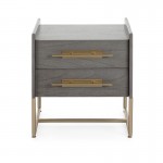 Bedside Table 2 Drawers 50X45X54 Wood Grey Metal Golden Model 2