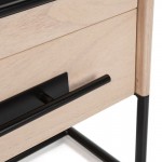 Bedside Table 2 Drawers 50X45X54 Wood Natural Metal Black Model 2