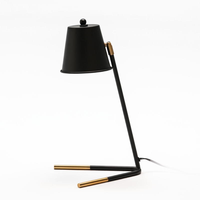 Lampe de Table avec abat-jour 24x24x39 Métal Noir Doré - image 52907