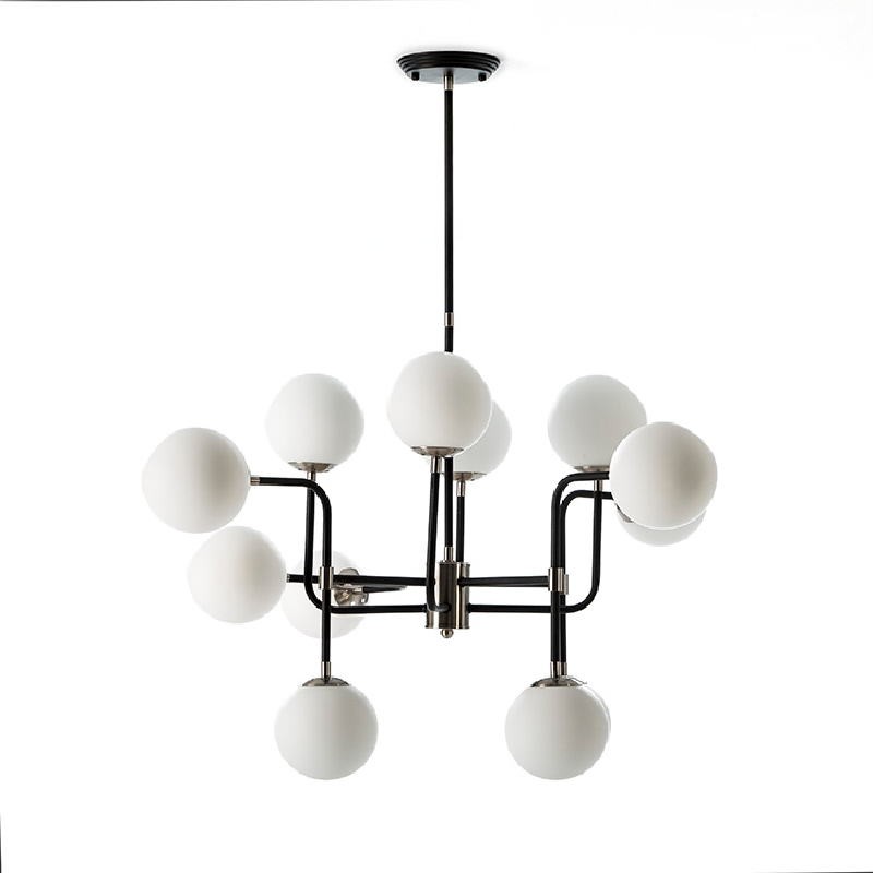 Hanging Lamp With Lampshade 70X90X100 Metal Black-Nickel Glass White - image 52909