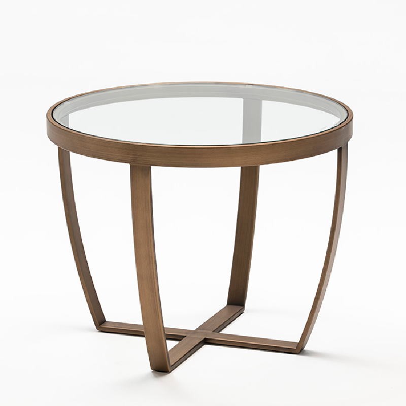 Auxiliary Table 60X46 Glass Metal Bronze - image 52932