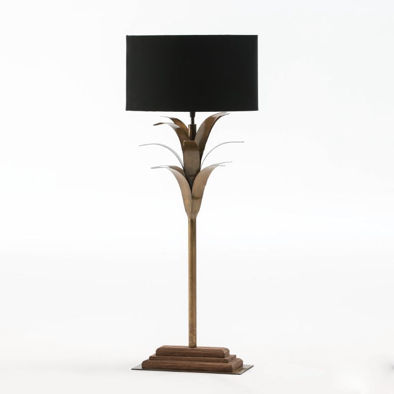 Lampe de Table avec abat-jour 30x28x74 Métal Bois Noir - image 52935