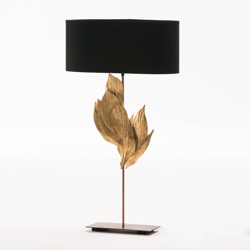 Lampe de Table avec abat-jour 30x15x76 Métal Bois Noir - image 52937