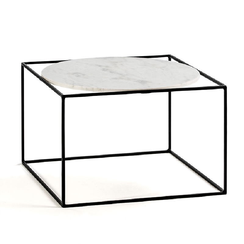 Side Table 60X60X40 Metal Marble Black White - image 52982