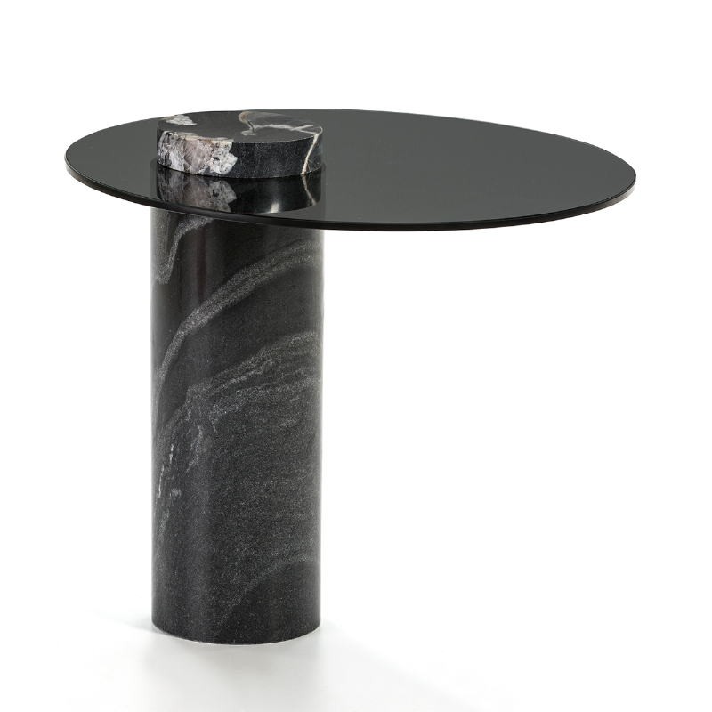 Auxiliary Table 51X43 Glass Black Granite Black - image 53006