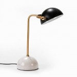 Table Lamp With Lampshade 36X25X48 Marble White Metal Golden Black