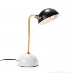 Table Lamp With Lampshade 36X25X48 Marble White Metal Golden Black
