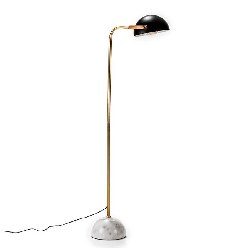 Standard Lamp With Lampshade 32X38X145 Marble White Metal Golden Black