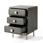 Nachttisch 3 Schubladen 42X40X60 Metall/Holz Golden/Grau