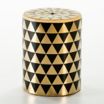 Stool 33X33X43 Ceramic Golden Black