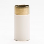 Vase 11X11X24 Ceramic White Golden