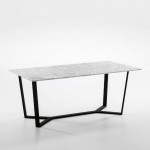 Dining Room Table 180X90X75 Metal Black Marble White