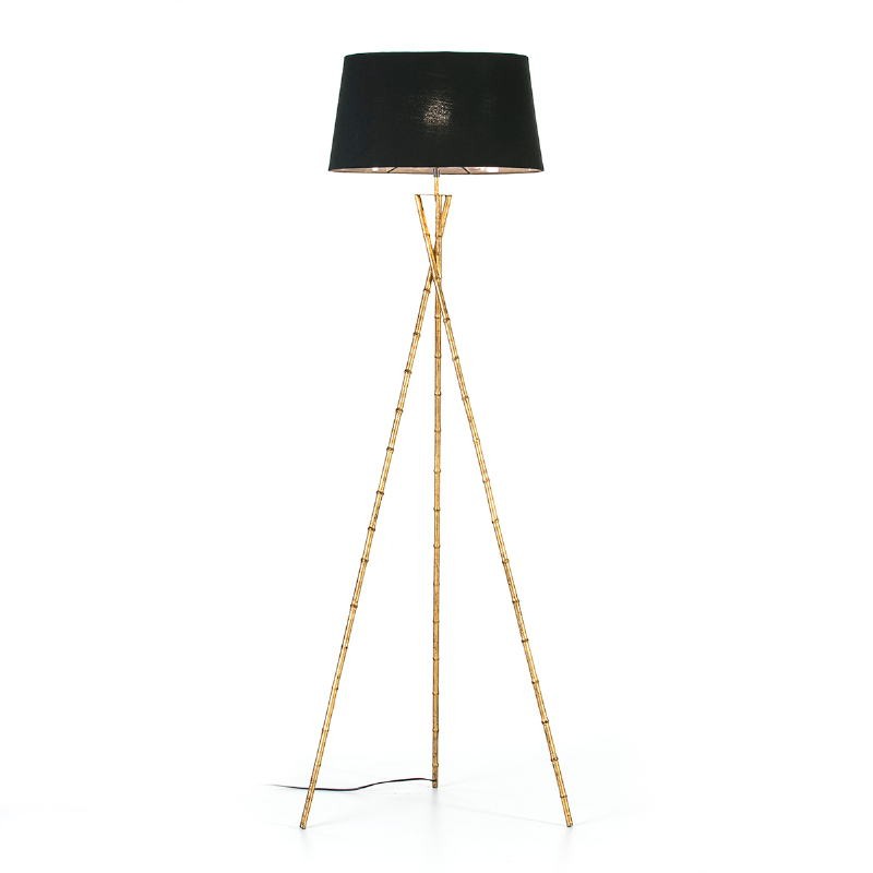 Standard Lamp 60X60X180 Metal Golden With Lampshade Black - image 53151