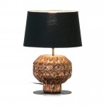 Table Lamp 20X20X43 Metal Wood Brown With Lampshade Black