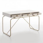 Desk 120X60X76 Metal Golden Wood Grey