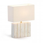 Table Lamp With Lampshade 27X8X29 Marble White Metal Golden