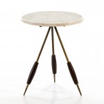 Side Table 38X38X46 Metal Golden Marble White