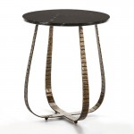 Side Table 50X50X62 Marble Black Metal Golden
