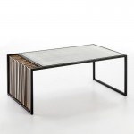 Coffee Table 104X61X43 Mirror Aged Metal Golden Black