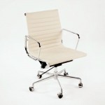 Office Adjustable Chair 58X64X89 97 Metal Leather Off-White