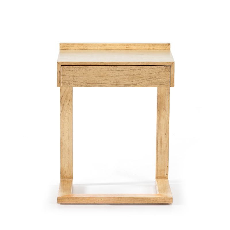 Bedside Table 50X35X66 Wood White Veiled - image 53438