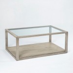 Coffee Table 110X70X45 Glass Wood Grey Veiled