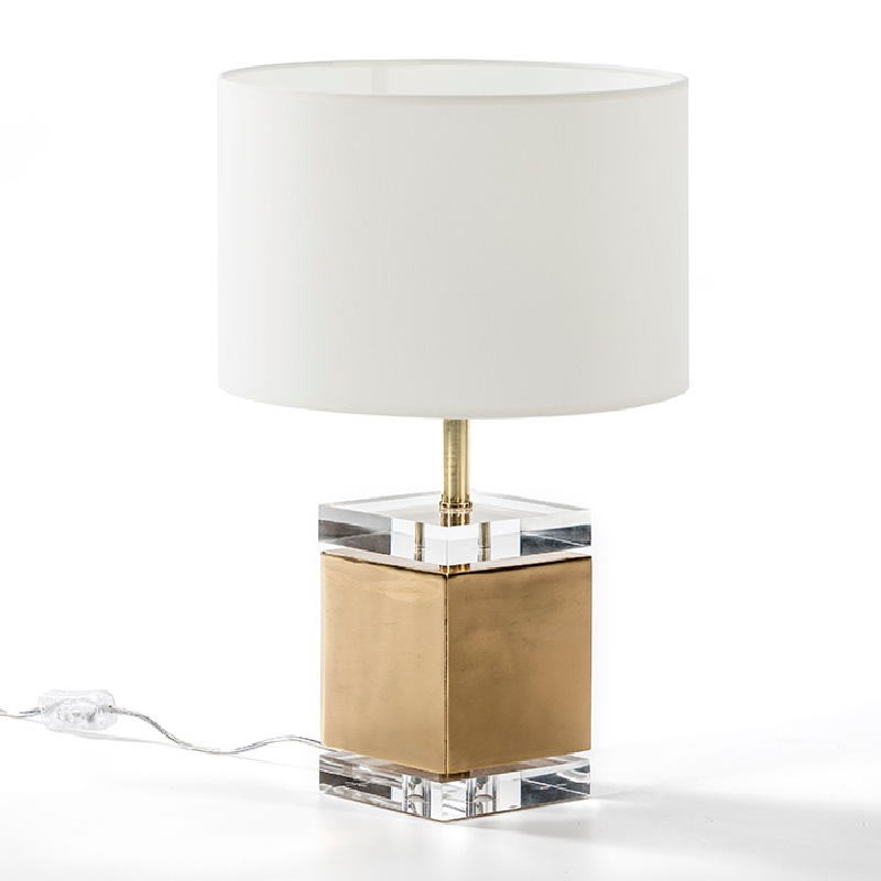 Lampe de Table sans abat-jour 13x13x34 Acrylique Métal Doré - image 53515