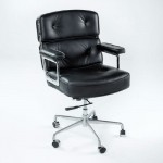 Office Adjustable Chair 64 X 60 X 93 99 Cm Leather Metal Black