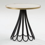 Auxiliary Table 60X58 Metal Black Gold Marble White