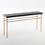 Console 160X40X80 Rose Gold Stainless Glass Black