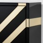 Bar Furniture 88X45X140 Glass Black Mirror Golden