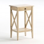 Bedside Table 42X35X70 Wood White Veiled