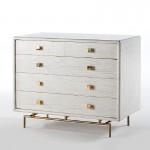 Chest Of Drawers 5 Drawers 110X55X95 Metal Gold Wood White
