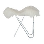 Sheepskin foot rests, short hairs FLYING GOOSE ICELAND chrome foot (white)